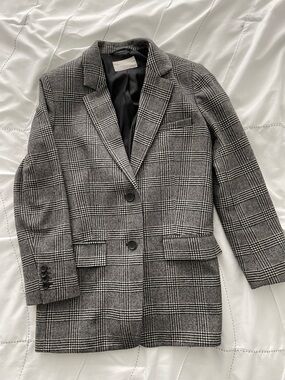 Everlane Black and White Plaid Blazer